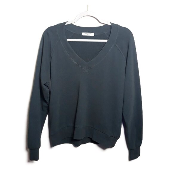PERFECTWHITETEE Sinead Relaxed French Terry V-Neck Sweatshirt S - Picture 1 of 6